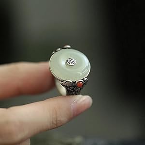 Amazon.com: vinsiora Chinese Vintage Jade And Silver Ring